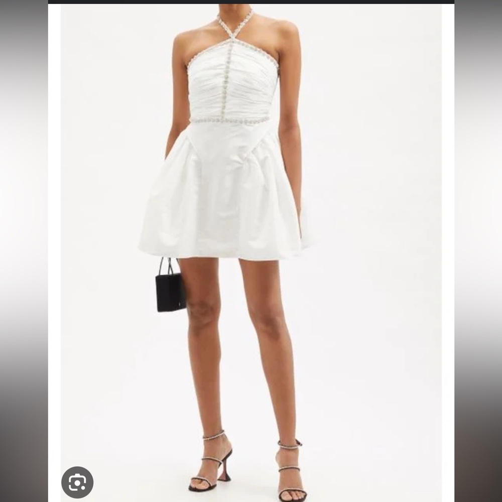 Self Portrait Taffeta rhinestone halter neck dress US4